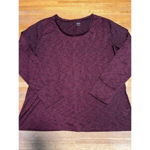 A.N.A A New Approach Womens XL Burgundy Space Dye Long Sleeve Scoop Neck Top